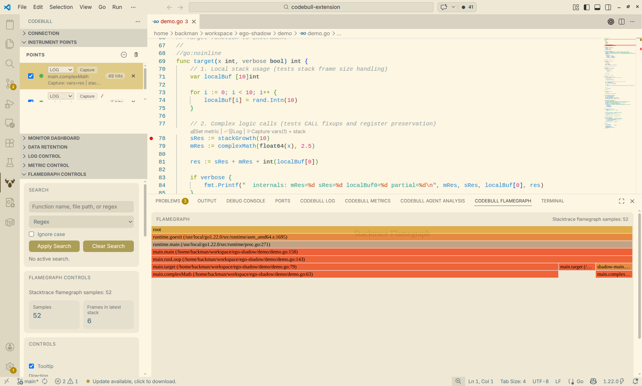 Screenshot: Flamegraph View